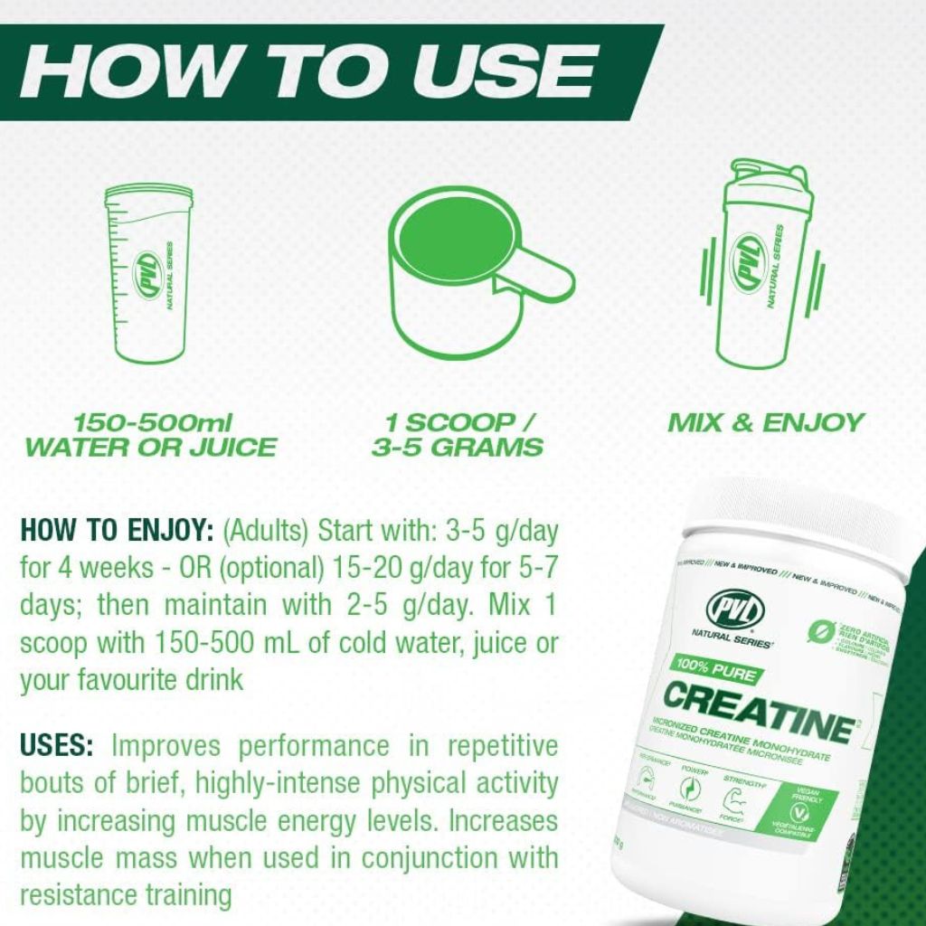 PVL 100% Pure Micronized Creatine Monohydrate – 1000g (200 Servings)